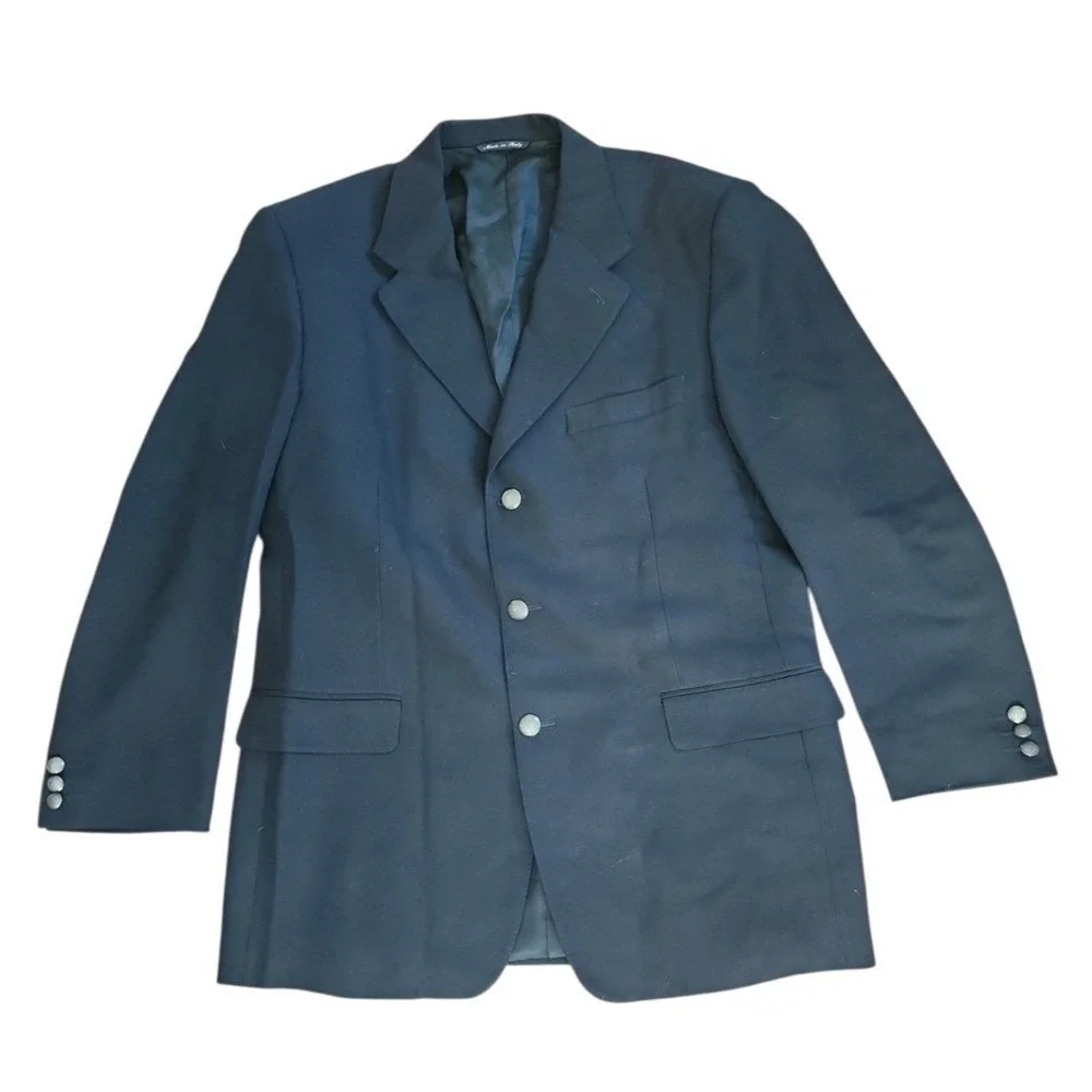 Canali Blazer Men US 44R (54R) Navy Blue Italian Wool Luxury Classic High End